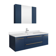 Load image into Gallery viewer, Fresca Lucera 48&quot; Royal Blue Wall Hung Undermount Sink Modern Bathroom Vanity w/ Medicine Cabinet- Fresca