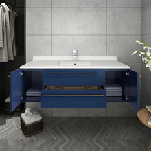 Load image into Gallery viewer, Fresca Lucera 48&quot; Royal Blue Wall Hung Undermount Sink Modern Bathroom Vanity w/ Medicine Cabinet- Fresca