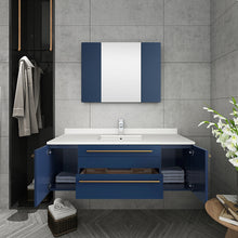 Load image into Gallery viewer, Fresca Lucera 48&quot; Royal Blue Wall Hung Undermount Sink Modern Bathroom Vanity w/ Medicine Cabinet- Fresca