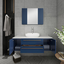 Load image into Gallery viewer, Fresca Lucera 48&quot; Royal Blue Wall Hung Vessel Sink Modern Bathroom Vanity w/ Medicine Cabinet- Fresca