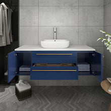 Load image into Gallery viewer, Fresca Lucera 48&quot; Royal Blue Wall Hung Vessel Sink Modern Bathroom Vanity w/ Medicine Cabinet- Fresca