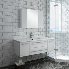 Load image into Gallery viewer, Fresca Lucera 48&quot; White Wall Hung Undermount Sink Modern Bathroom Vanity w/ Medicine Cabinet- Fresca