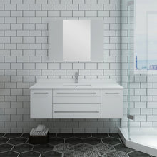 Load image into Gallery viewer, Fresca Lucera 48&quot; White Wall Hung Undermount Sink Modern Bathroom Vanity w/ Medicine Cabinet- Fresca