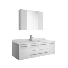 Load image into Gallery viewer, Fresca Lucera 48&quot; White Wall Hung Undermount Sink Modern Bathroom Vanity w/ Medicine Cabinet- Fresca