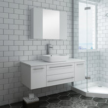 Load image into Gallery viewer, Fresca Lucera 48&quot; White Wall Hung Vessel Sink Modern Bathroom Vanity w/ Medicine Cabinet- Fresca
