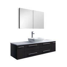 Load image into Gallery viewer, Fresca Lucera 60&quot; Espresso Wall Hung Single Vessel Sink Modern Bathroom Vanity w/ Medicine Cabinet- Fresca