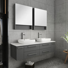 Load image into Gallery viewer, Fresca Lucera 60&quot; Gray Wall Hung Double Vessel Sink Modern Bathroom Vanity w/ Medicine Cabinets- Fresca