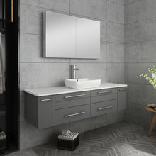 Load image into Gallery viewer, Fresca Lucera 60&quot; Gray Wall Hung Single Vessel Sink Modern Bathroom Vanity w/ Medicine Cabinet- Fresca