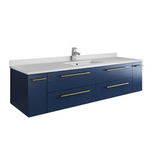 Load image into Gallery viewer, Fresca Lucera 60&quot; Royal Blue Wall Hung Single Undermount Sink Modern Bathroom Vanity w/ Medicine Cabinet- Fresca