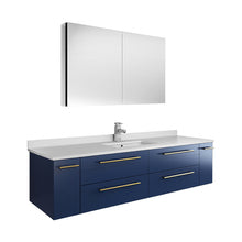 Load image into Gallery viewer, Fresca Lucera 60&quot; Royal Blue Wall Hung Single Undermount Sink Modern Bathroom Vanity w/ Medicine Cabinet- Fresca