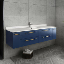Load image into Gallery viewer, Fresca Lucera 60&quot; Royal Blue Wall Hung Single Undermount Sink Modern Bathroom Vanity w/ Medicine Cabinet- Fresca