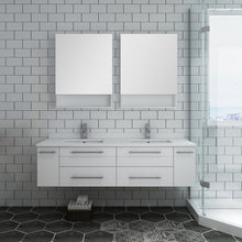 Load image into Gallery viewer, Fresca Lucera 60&quot; White Wall Hung Double Undermount Sink Modern Bathroom Vanity w/ Medicine Cabinets- Fresca
