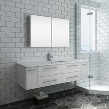 Load image into Gallery viewer, Fresca Lucera 60&quot; White Wall Hung Single Undermount Sink Modern Bathroom Vanity w/ Medicine Cabinet- Fresca