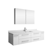 Load image into Gallery viewer, Fresca Lucera 60&quot; White Wall Hung Single Undermount Sink Modern Bathroom Vanity w/ Medicine Cabinet- Fresca