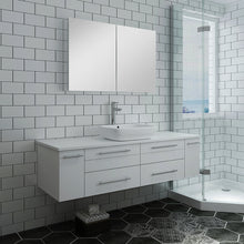 Load image into Gallery viewer, Fresca Lucera 60&quot; White Wall Hung Single Vessel Sink Modern Bathroom Vanity w/ Medicine Cabinet- Fresca