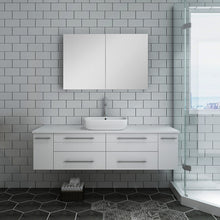 Load image into Gallery viewer, Fresca Lucera 60&quot; White Wall Hung Single Vessel Sink Modern Bathroom Vanity w/ Medicine Cabinet- Fresca