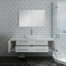 Load image into Gallery viewer, Fresca Lucera 60&quot; White Wall Hung Single Vessel Sink Modern Bathroom Vanity w/ Medicine Cabinet- Fresca