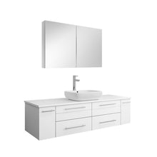 Load image into Gallery viewer, Fresca Lucera 60&quot; White Wall Hung Single Vessel Sink Modern Bathroom Vanity w/ Medicine Cabinet- Fresca