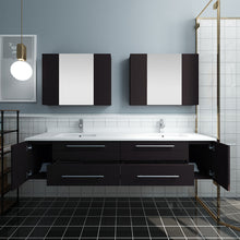 Load image into Gallery viewer, Fresca Lucera 72&quot; Espresso Wall Hung Double Undermount Sink Modern Bathroom Vanity w/ Medicine Cabinets- Fresca