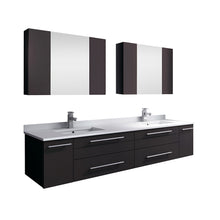 Load image into Gallery viewer, Fresca Lucera 72&quot; Espresso Wall Hung Double Undermount Sink Modern Bathroom Vanity w/ Medicine Cabinets- Fresca