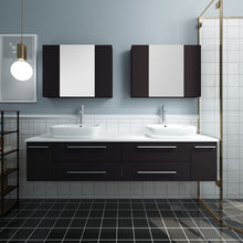 Load image into Gallery viewer, Fresca Lucera 72&quot; Espresso Wall Hung Double Vessel Sink Modern Bathroom Vanity w/ Medicine Cabinets- Fresca