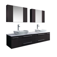 Load image into Gallery viewer, Fresca Lucera 72&quot; Espresso Wall Hung Double Vessel Sink Modern Bathroom Vanity w/ Medicine Cabinets- Fresca