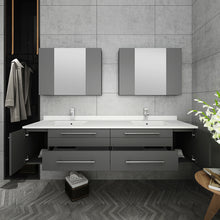 Load image into Gallery viewer, Fresca Lucera 72&quot; Gray Wall Hung Double Undermount Sink Modern Bathroom Vanity w/ Medicine Cabinets- Fresca
