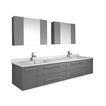 Load image into Gallery viewer, Fresca Lucera 72&quot; Gray Wall Hung Double Undermount Sink Modern Bathroom Vanity w/ Medicine Cabinets- Fresca
