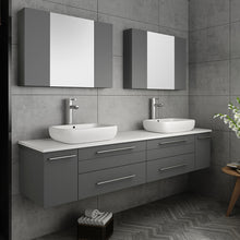 Load image into Gallery viewer, Fresca Lucera 72&quot; Gray Wall Hung Double Vessel Sink Modern Bathroom Vanity w/ Medicine Cabinets- Fresca