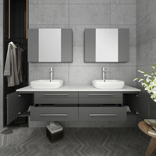 Load image into Gallery viewer, Fresca Lucera 72&quot; Gray Wall Hung Double Vessel Sink Modern Bathroom Vanity w/ Medicine Cabinets- Fresca