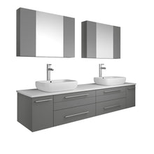 Load image into Gallery viewer, Fresca Lucera 72&quot; Gray Wall Hung Double Vessel Sink Modern Bathroom Vanity w/ Medicine Cabinets- Fresca
