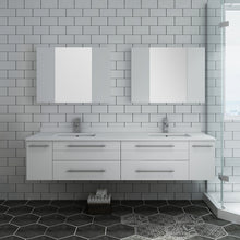 Load image into Gallery viewer, Fresca Lucera 72&quot; White Wall Hung Double Undermount Sink Modern Bathroom Vanity w/ Medicine Cabinets- Fresca