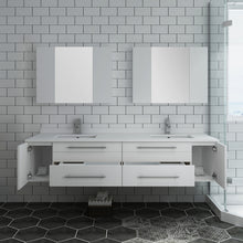 Load image into Gallery viewer, Fresca Lucera 72&quot; White Wall Hung Double Undermount Sink Modern Bathroom Vanity w/ Medicine Cabinets- Fresca