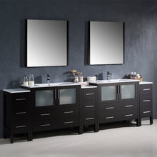 Load image into Gallery viewer, Fresca Torino 108&quot; Espresso Modern Double Sink Bathroom Vanity w/ 3 Side Cabinets &amp; Integrated Sinks- Fresca