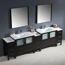 Load image into Gallery viewer, Fresca Torino 108&quot; Espresso Modern Double Sink Bathroom Vanity w/ 3 Side Cabinets &amp; Integrated Sinks- Fresca