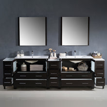 Load image into Gallery viewer, Fresca Torino 108&quot; Espresso Modern Double Sink Bathroom Vanity w/ 3 Side Cabinets &amp; Integrated Sinks- Fresca