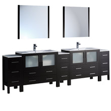 Load image into Gallery viewer, Fresca Torino 108&quot; Espresso Modern Double Sink Bathroom Vanity w/ 3 Side Cabinets &amp; Integrated Sinks- Fresca