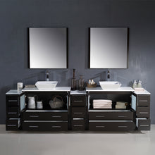 Load image into Gallery viewer, Fresca Torino 108&quot; Espresso Modern Double Sink Bathroom Vanity w/ 3 Side Cabinets &amp; Vessel Sinks- Fresca