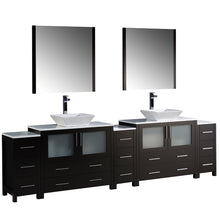 Load image into Gallery viewer, Fresca Torino 108&quot; Espresso Modern Double Sink Bathroom Vanity w/ 3 Side Cabinets &amp; Vessel Sinks- Fresca