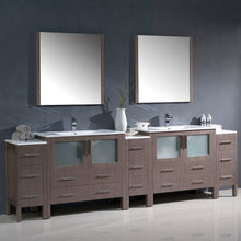 Load image into Gallery viewer, Fresca Torino 108&quot; Gray Oak Modern Double Sink Bathroom Vanity w/ 3 Side Cabinets &amp; Integrated Sinks- Fresca