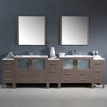 Load image into Gallery viewer, Fresca Torino 108&quot; Gray Oak Modern Double Sink Bathroom Vanity w/ 3 Side Cabinets &amp; Integrated Sinks- Fresca