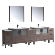 Load image into Gallery viewer, Fresca Torino 108&quot; Gray Oak Modern Double Sink Bathroom Vanity w/ 3 Side Cabinets &amp; Integrated Sinks- Fresca