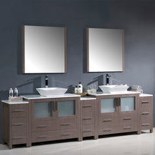 Load image into Gallery viewer, Fresca Torino 108&quot; Gray Oak Modern Double Sink Bathroom Vanity w/ 3 Side Cabinets &amp; Vessel Sinks- Fresca