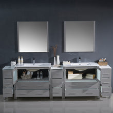 Load image into Gallery viewer, Fresca Torino 108&quot; Gray Modern Double Sink Bathroom Vanity w/ 3 Side Cabinets &amp; Integrated Sinks- Fresca