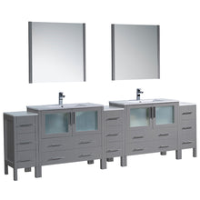 Load image into Gallery viewer, Fresca Torino 108&quot; Gray Modern Double Sink Bathroom Vanity w/ 3 Side Cabinets &amp; Integrated Sinks- Fresca