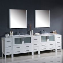 Load image into Gallery viewer, Fresca Torino 108&quot; White Modern Double Sink Bathroom Vanity w/ 3 Side Cabinets &amp; Integrated Sinks- Fresca