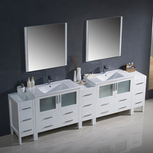 Load image into Gallery viewer, Fresca Torino 108&quot; White Modern Double Sink Bathroom Vanity w/ 3 Side Cabinets &amp; Integrated Sinks- Fresca