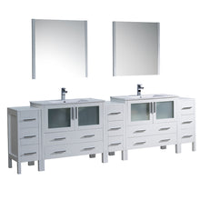 Load image into Gallery viewer, Fresca Torino 108&quot; White Modern Double Sink Bathroom Vanity w/ 3 Side Cabinets &amp; Integrated Sinks- Fresca
