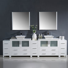 Load image into Gallery viewer, Fresca Torino 108&quot; White Modern Double Sink Bathroom Vanity w/ 3 Side Cabinets &amp; Vessel Sinks- Fresca