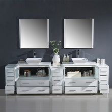 Load image into Gallery viewer, Fresca Torino 108&quot; White Modern Double Sink Bathroom Vanity w/ 3 Side Cabinets &amp; Vessel Sinks- Fresca